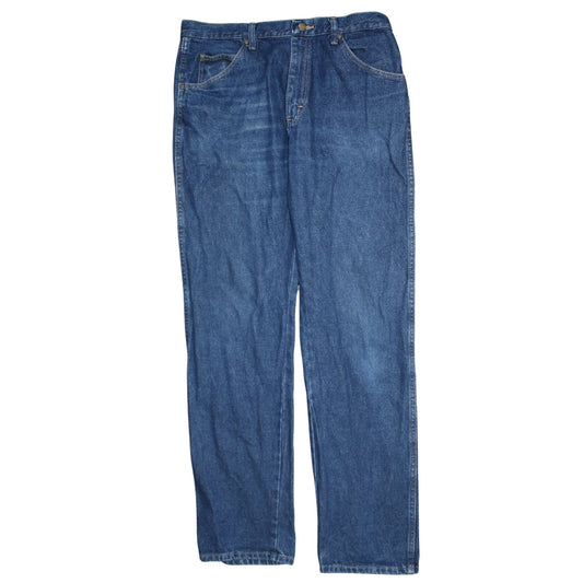 Wrangler Men's Blue 36x34 Regular Fit Straight Denim Jeans