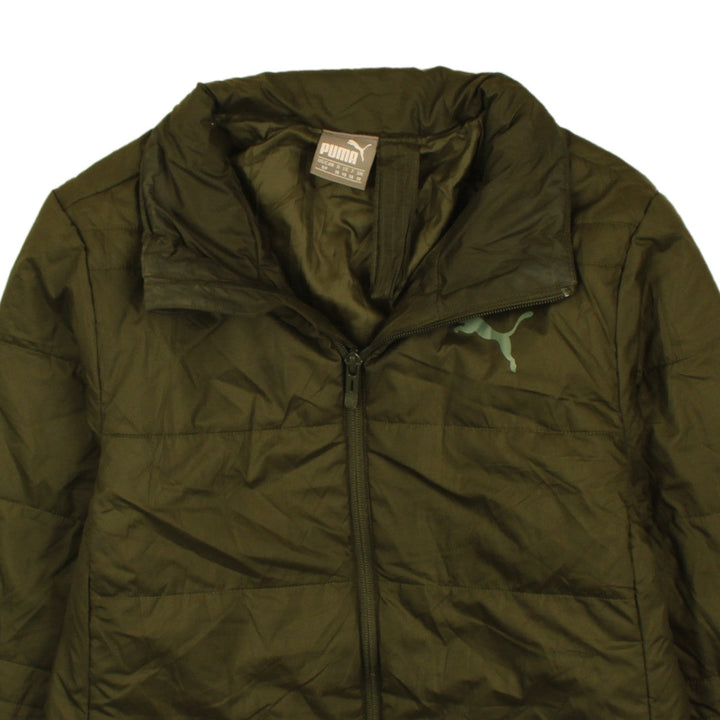 Puma Womens Green Puffer Jacket Size 10 Lightweight Quilted Coat