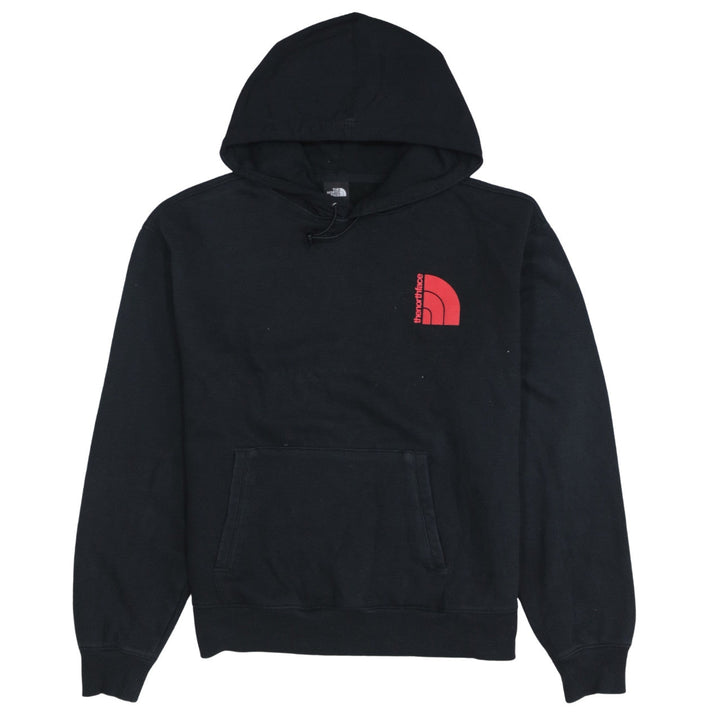 The North Face Womens Black Pullover Hoodie Small Red Logo Cotton Blend