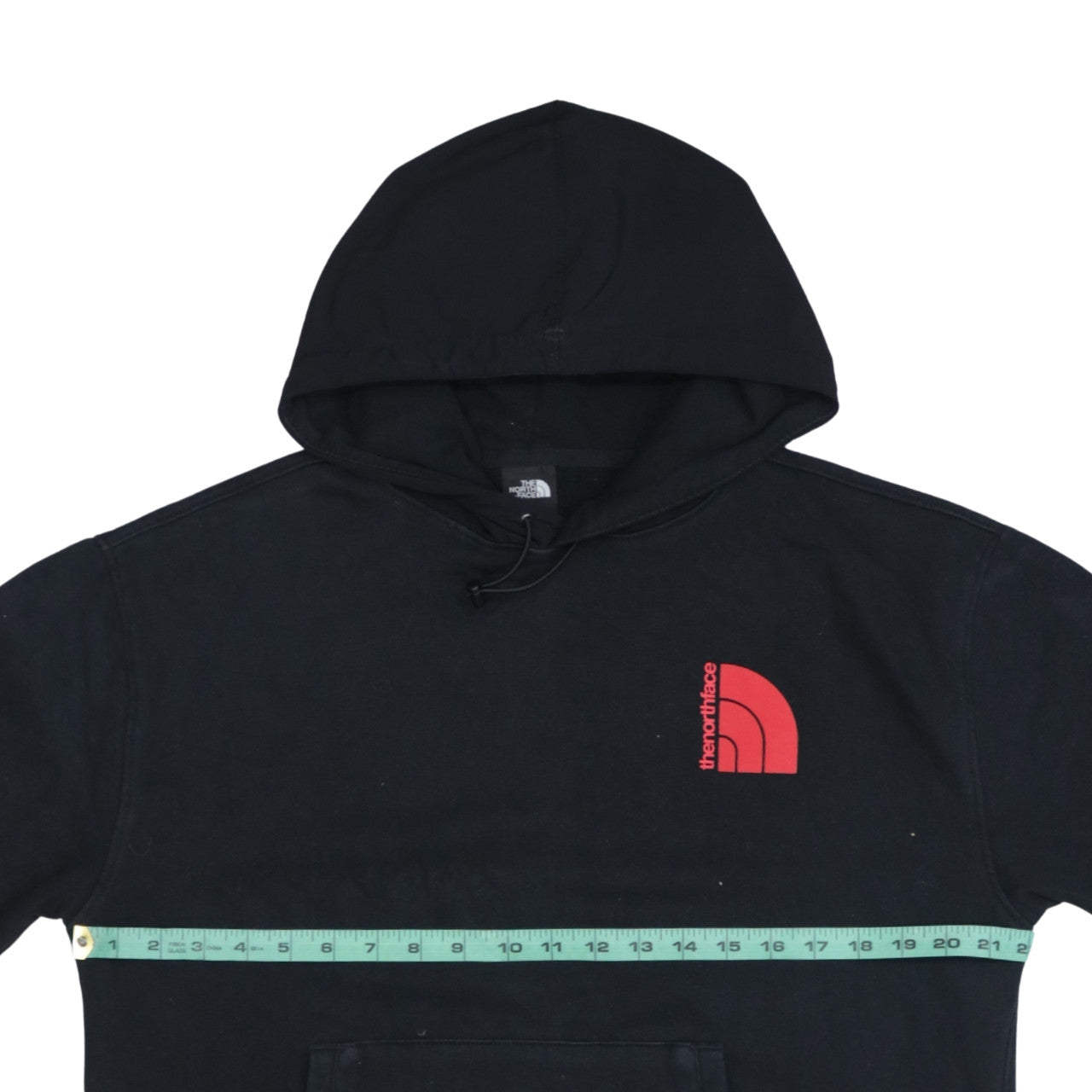 The North Face Womens Black Pullover Hoodie Small Red Logo Cotton Blend