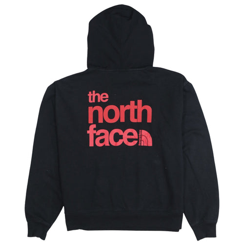 The North Face Womens Black Pullover Hoodie Small Red Logo Cotton Blend