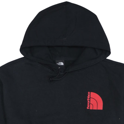 The North Face Womens Black Pullover Hoodie Small Red Logo Cotton Blend
