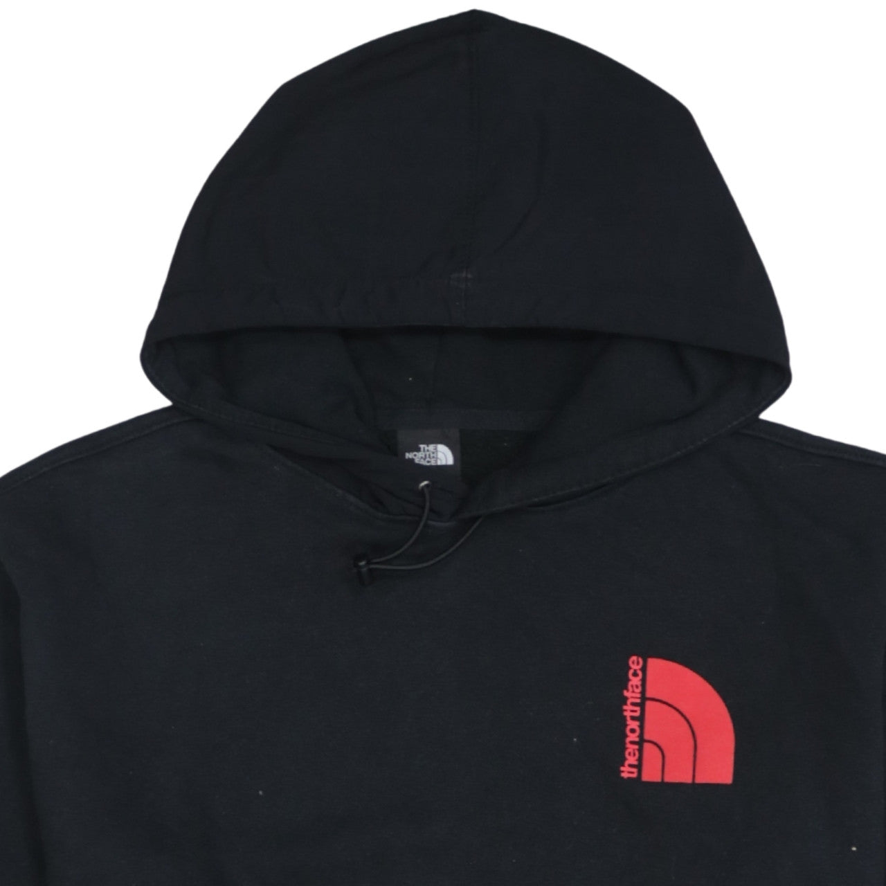 The North Face Womens Black Pullover Hoodie Small Red Logo Cotton Blend