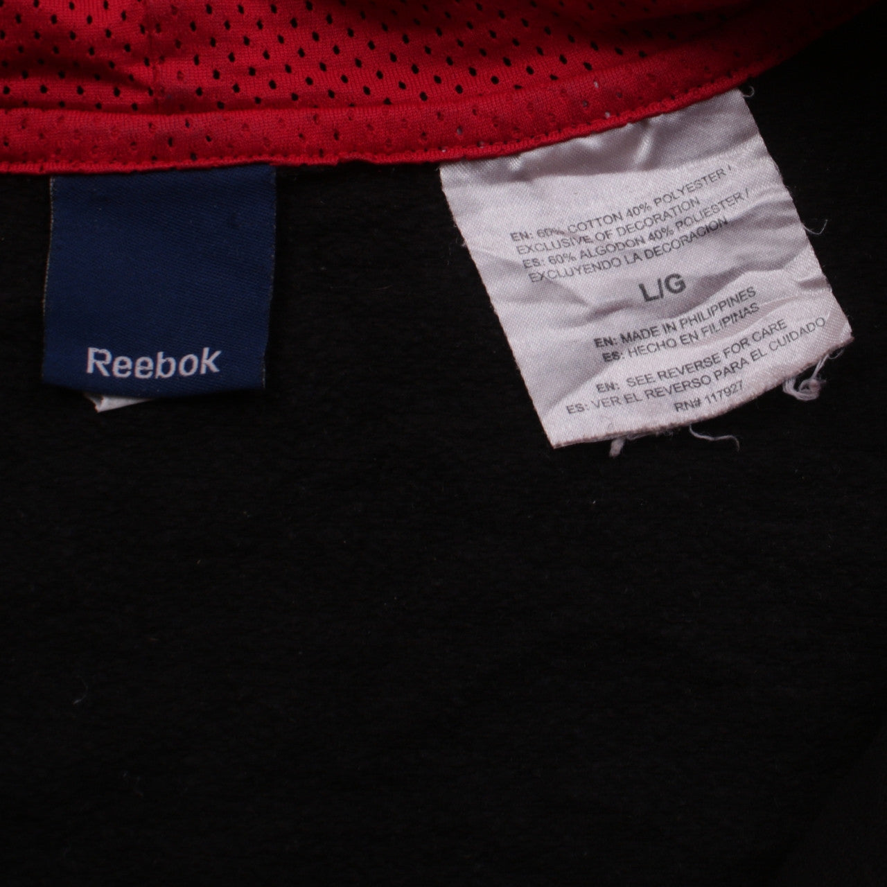 Reebok Men's Black Full Zip Hoodie Large Sportswear
