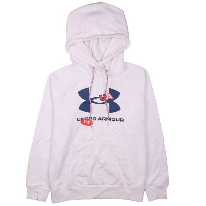 Under Armour Womens White Pullover Hoodie Size L Loose Fit UA Logo