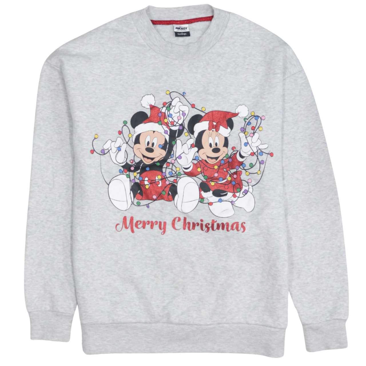 Disney Mickey & Friends Women's Grey Christmas Sweatshirt Size S