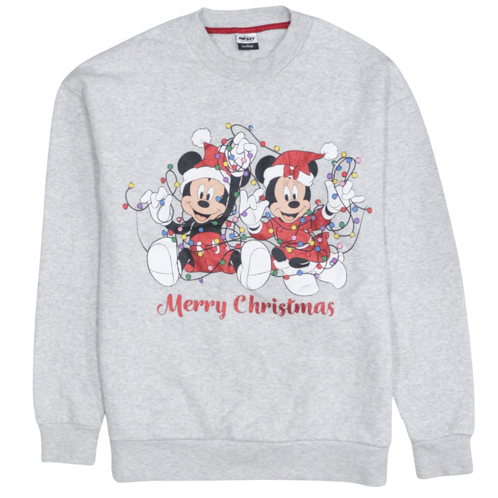 Disney Mickey & Friends Women's Grey Christmas Sweatshirt Size S