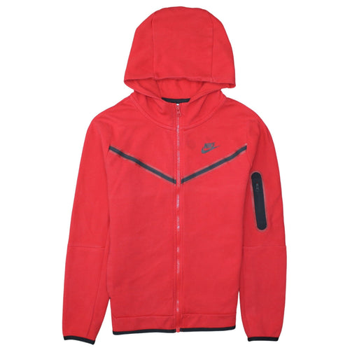 Nike Boys Red Full Zip Hoodie XL 158-170cm Black Logo Sportswear