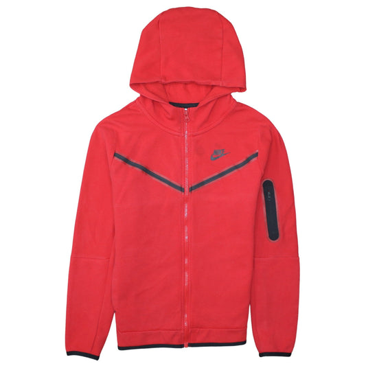 Nike Boys Red Full Zip Hoodie XL 158-170cm Black Logo Sportswear