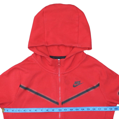 Nike Boys Red Full Zip Hoodie XL 158-170cm Black Logo Sportswear