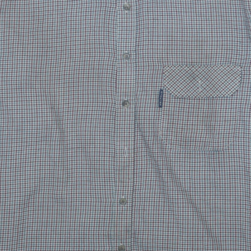 Dickies Men Blue Check Long Sleeve Cotton Button-Up Shirt M 15.5