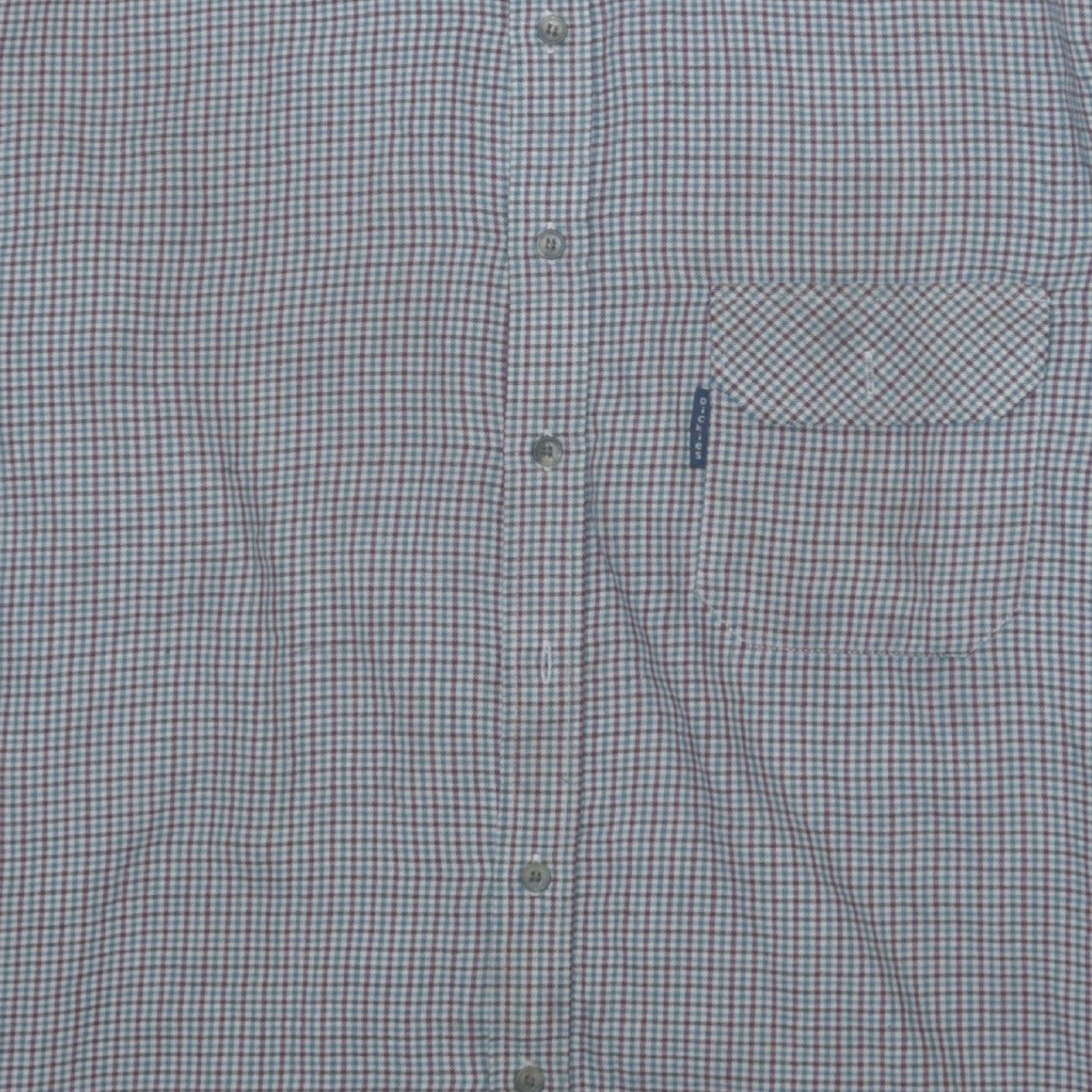 Dickies Men Blue Check Long Sleeve Cotton Button-Up Shirt M 15.5