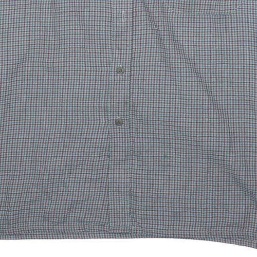 Dickies Men Blue Check Long Sleeve Cotton Button-Up Shirt M 15.5
