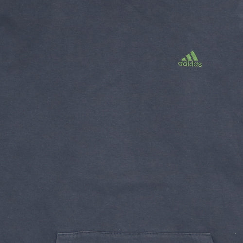 Adidas Men Blue Pullover Hoodie M Regular Fit Sports Style