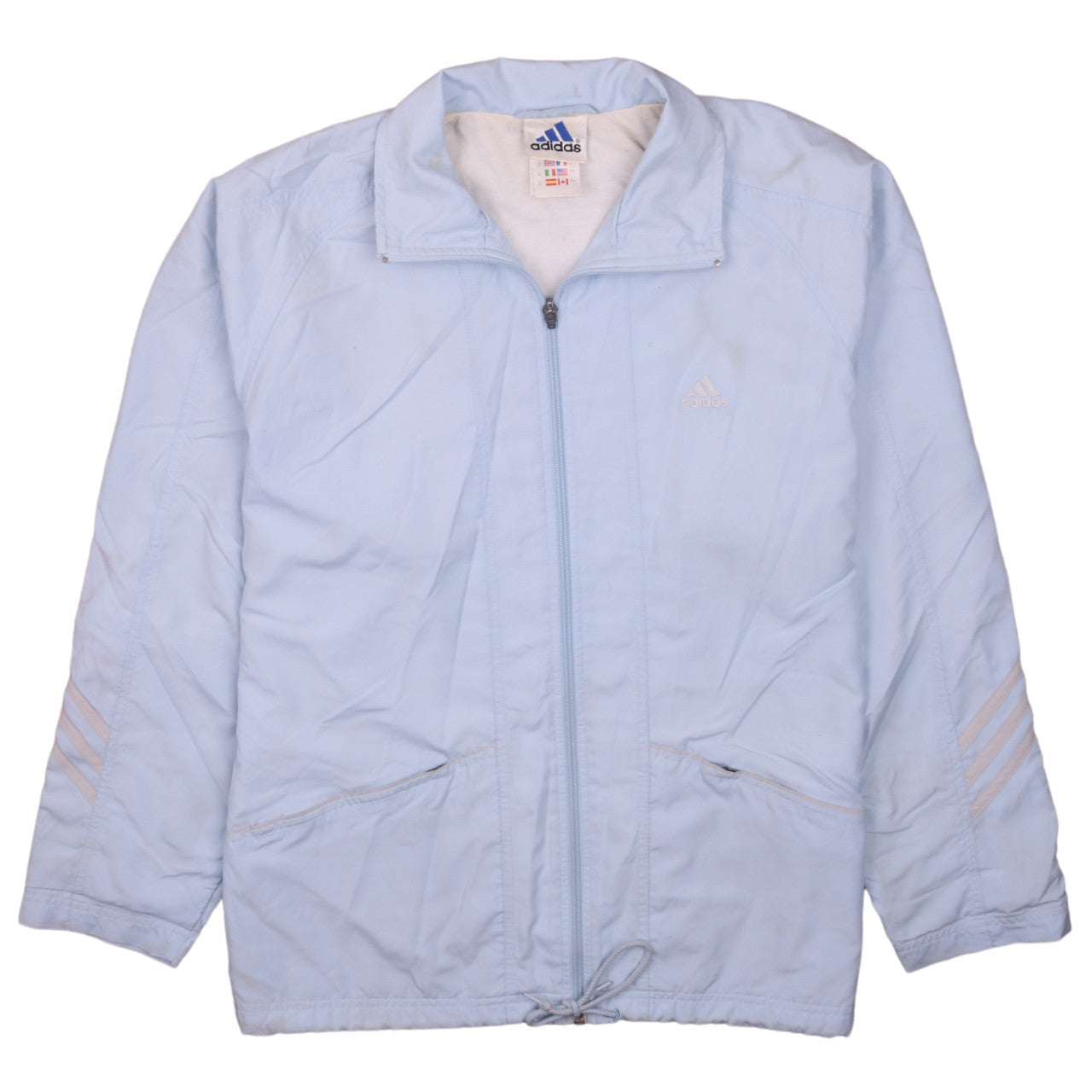 Adidas Womens Light Blue Full Zip Windbreaker Jacket Size 16