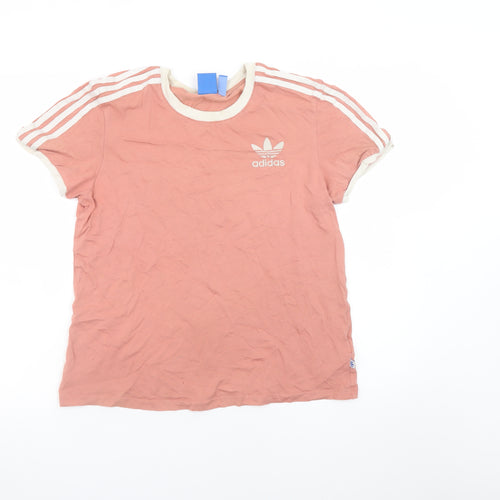 Adidas Womens Pink Ringer T-Shirt Size 8 Casual Cotton
