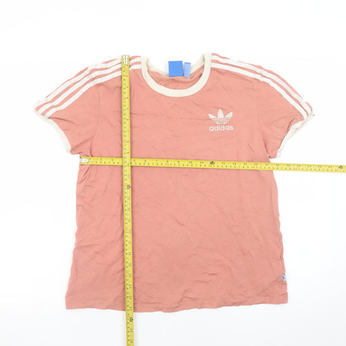 Adidas Womens Pink Ringer T-Shirt Size 8 Casual Cotton