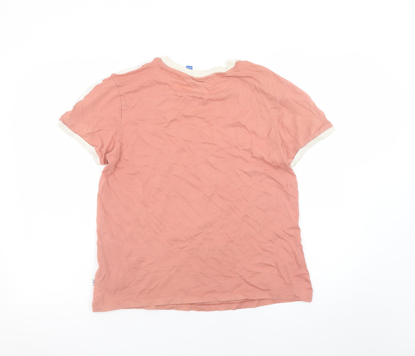 Adidas Womens Pink Ringer T-Shirt Size 8 Casual Cotton