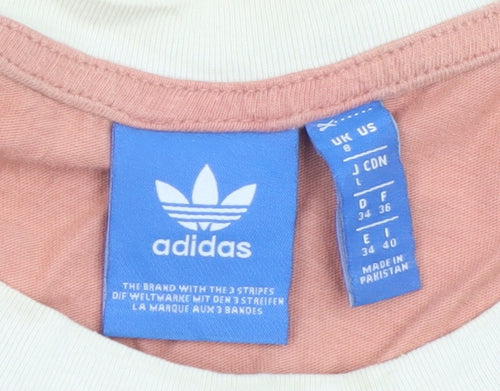 Adidas Womens Pink Ringer T-Shirt Size 8 Casual Cotton