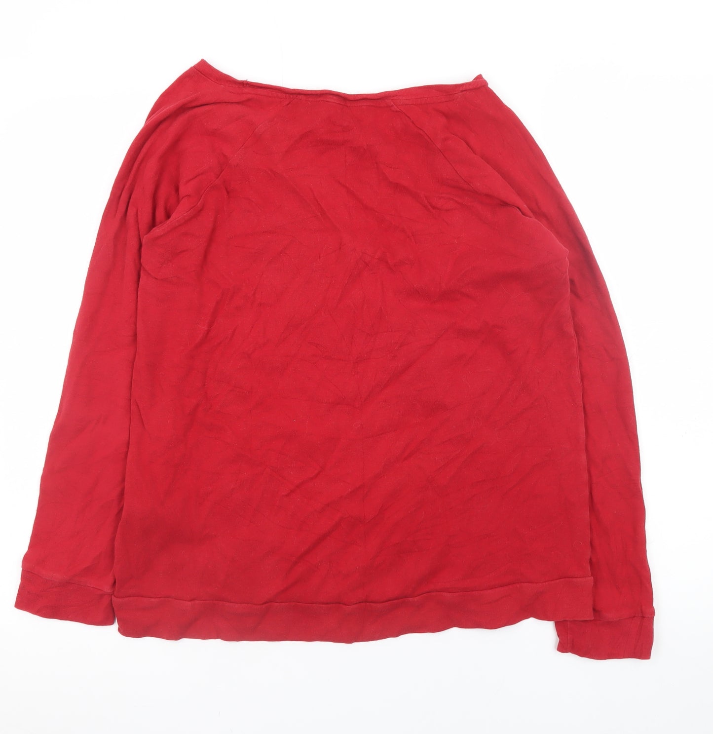 Next Women's Red Reindeer Christmas Long Sleeve T-Shirt UK 16