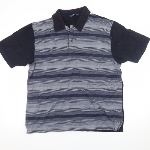 Westrock Men's Blue Striped Cotton Polo Shirt Size M