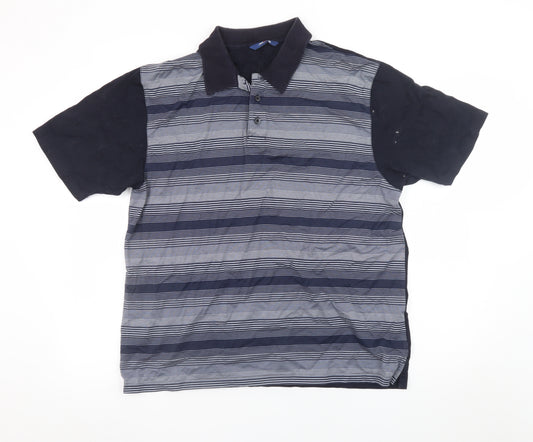 Westrock Men's Blue Striped Cotton Polo Shirt Size M