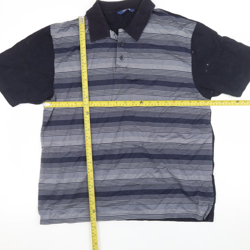 Westrock Men's Blue Striped Cotton Polo Shirt Size M