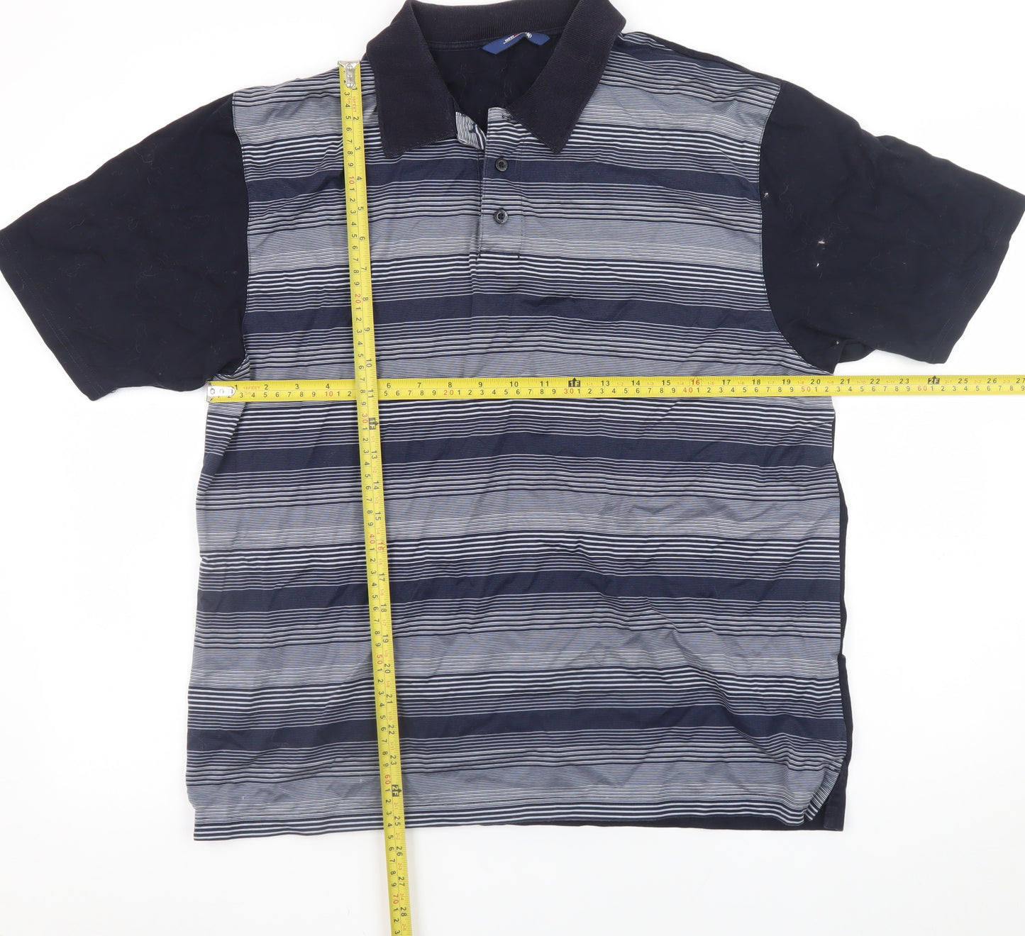 Westrock Men's Blue Striped Cotton Polo Shirt Size M