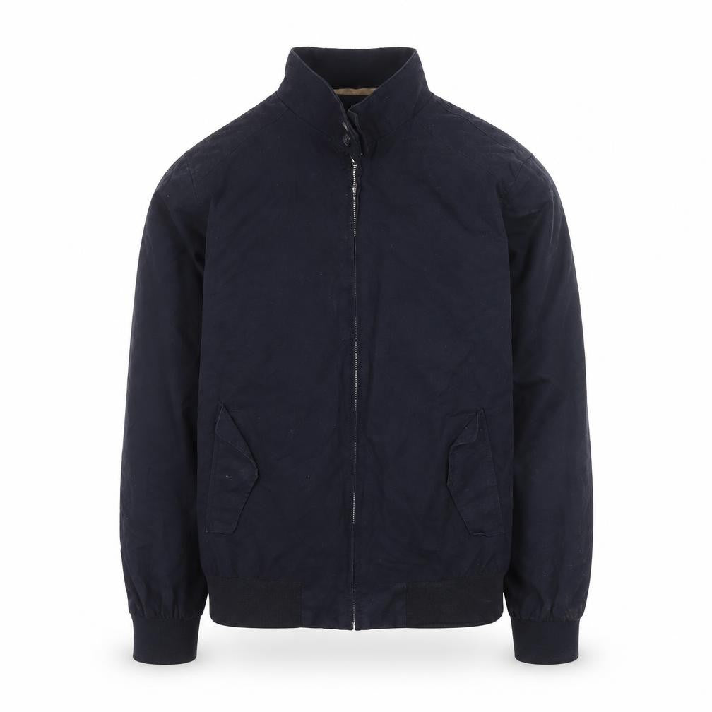 Front view of Peacocks men’s blue bomber jacket medium cotton blend casual zip