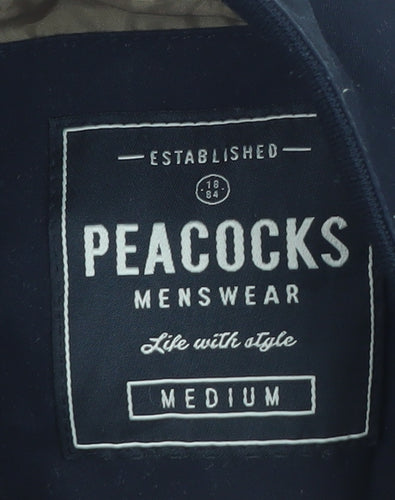 Peacocks Mens Blue Bomber Jacket Medium Cotton Blend Casual Zip