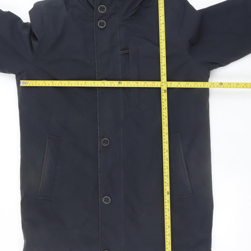 Mavi Men's Blue L Hooded Parka Coat Faux Fur Trim Waterproof