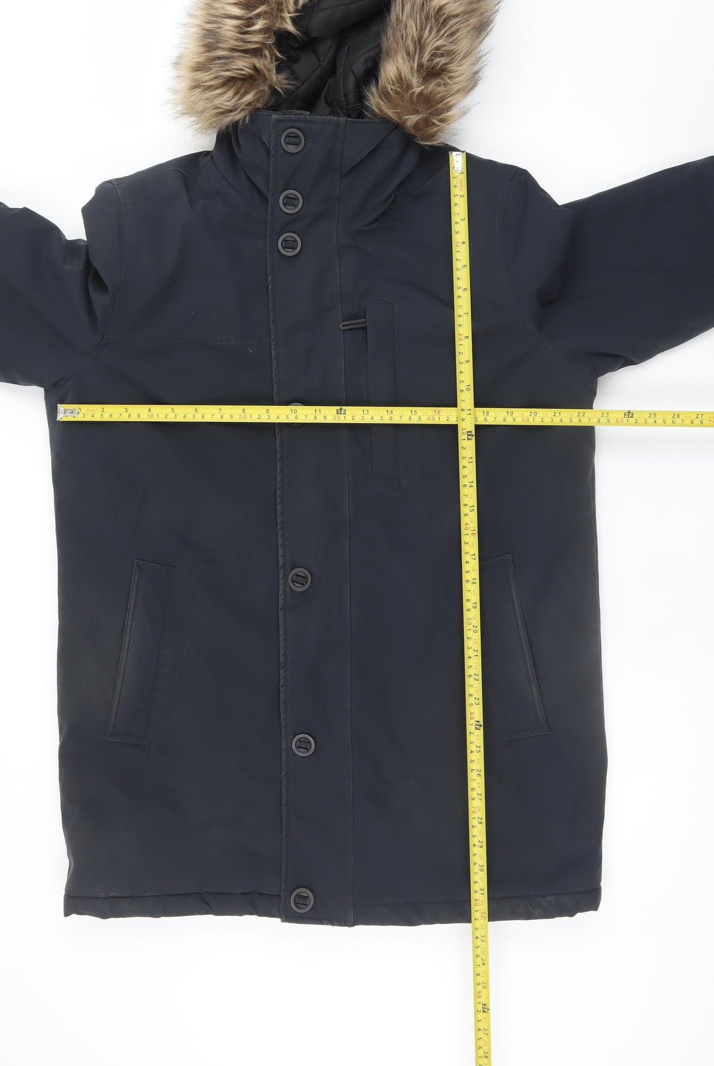 Mavi Men's Blue L Hooded Parka Coat Faux Fur Trim Waterproof