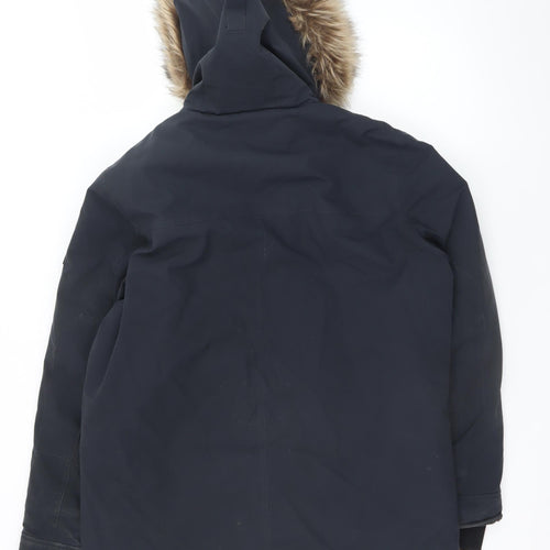 Mavi Men's Blue L Hooded Parka Coat Faux Fur Trim Waterproof