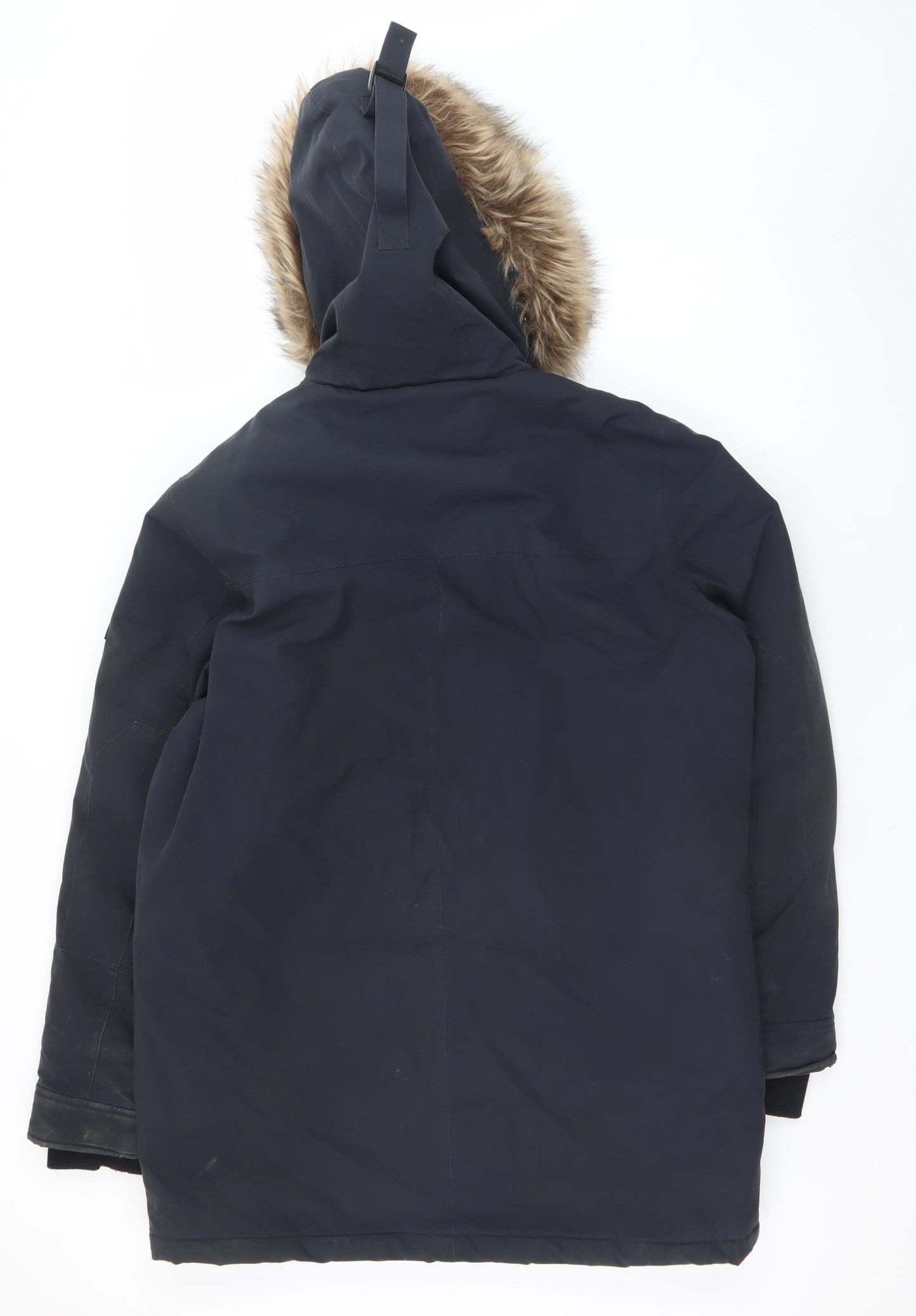 Mavi Men's Blue L Hooded Parka Coat Faux Fur Trim Waterproof