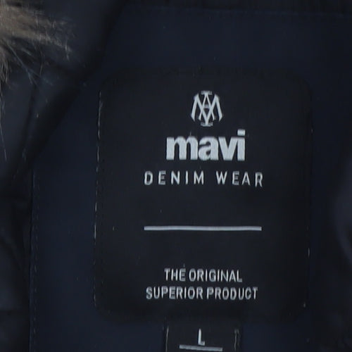 Mavi Men's Blue L Hooded Parka Coat Faux Fur Trim Waterproof