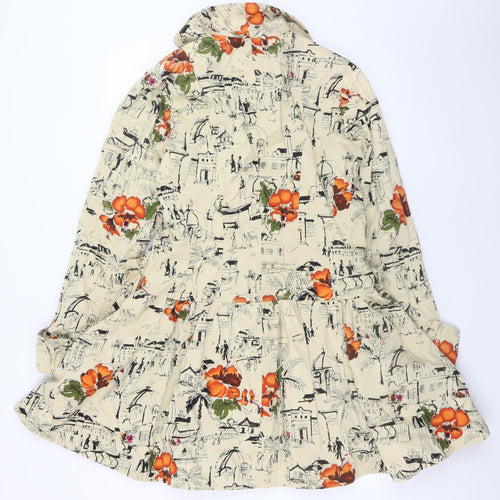 Next Women Beige Floral City Print Trench Coat Size 12