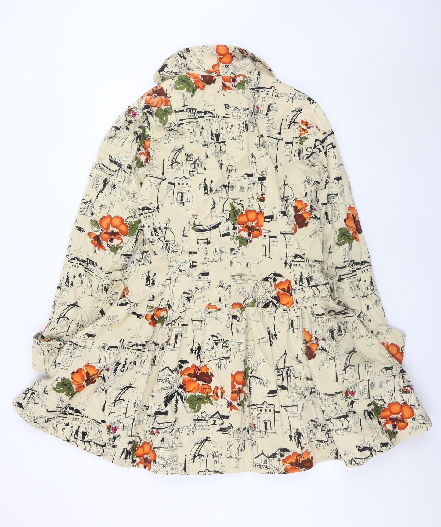 Next Women Beige Floral City Print Trench Coat Size 12