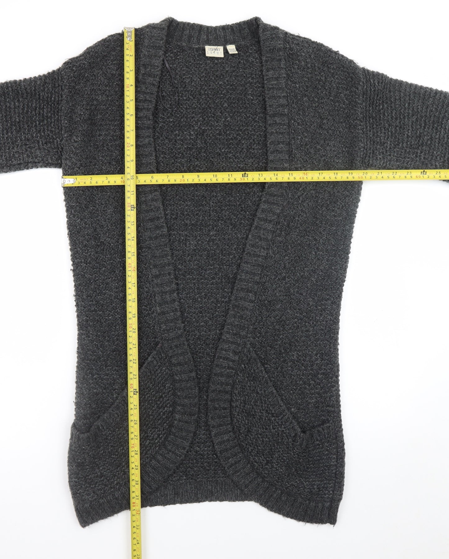 Esprit Women’s Grey Chunky Knit Open Front Cardigan L