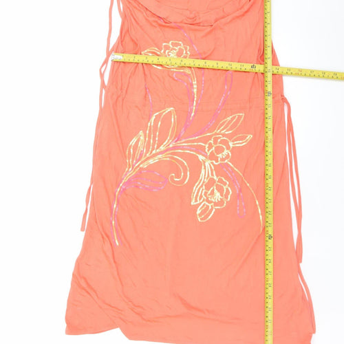 Oasis Women’s Orange Embroidered Shift Dress Size 10 Sleeveless