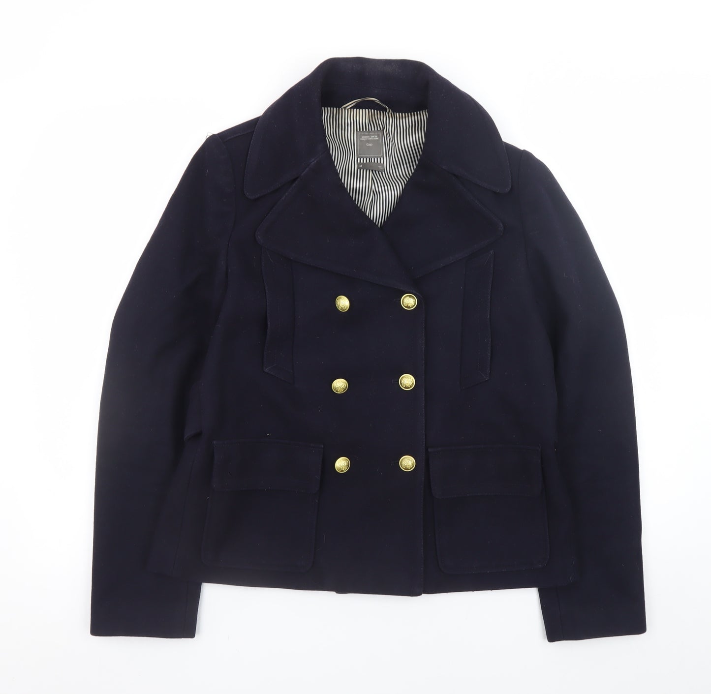 Gap Women's Blue Wool Pea Coat Jacket Medium Lined Double Breasted
