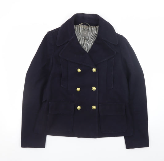 Gap Women's Blue Wool Pea Coat Jacket Medium Lined Double Breasted