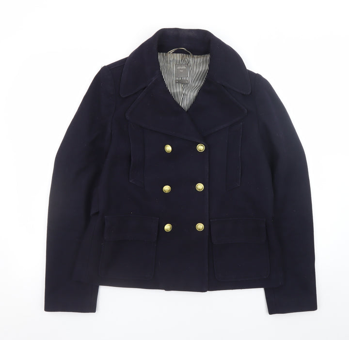 Gap Women's Blue Wool Pea Coat Jacket Medium Lined Double Breasted
