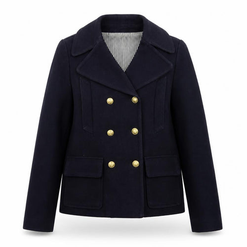 Gap Women's Blue Wool Pea Coat Jacket Medium Lined Double Breasted