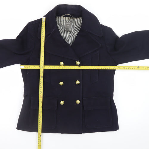 Gap Women's Blue Wool Pea Coat Jacket Medium Lined Double Breasted