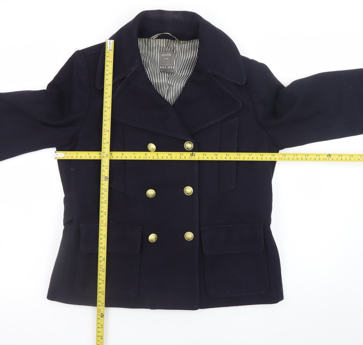 Gap Women's Blue Wool Pea Coat Jacket Medium Lined Double Breasted