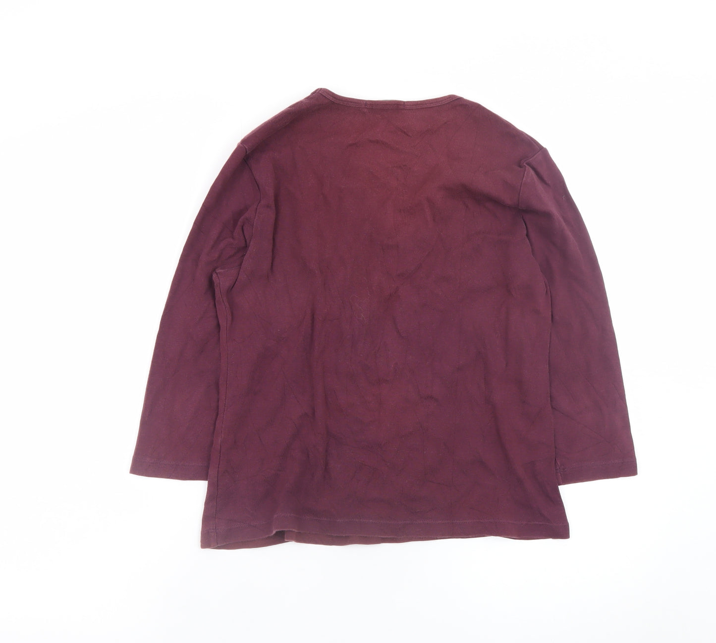 Marks and Spencer Women’s Purple Floral Embroidered V-Neck Top Size 16
