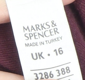 Marks and Spencer Women’s Purple Floral Embroidered V-Neck Top Size 16