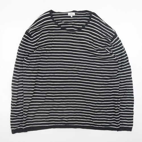 Next Women’s Black White Striped V-Neck Cotton Pullover Jumper 2XL