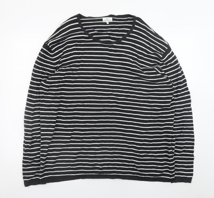 Next Women’s Black White Striped V-Neck Cotton Pullover Jumper 2XL