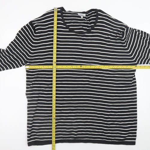 Next Women’s Black White Striped V-Neck Cotton Pullover Jumper 2XL